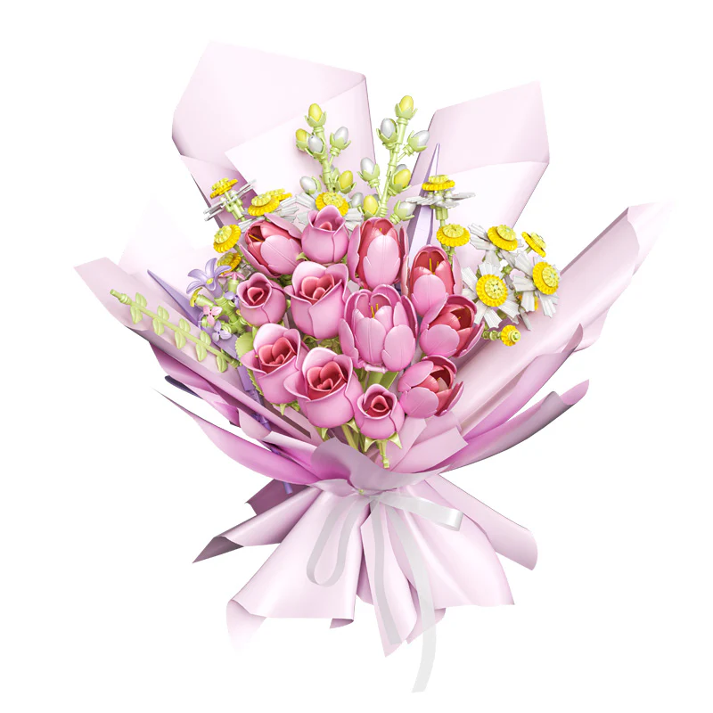 【RETIRED】TOPTOY Flower Bouquet Building Block Set with Vase 599Pcs - Image 6